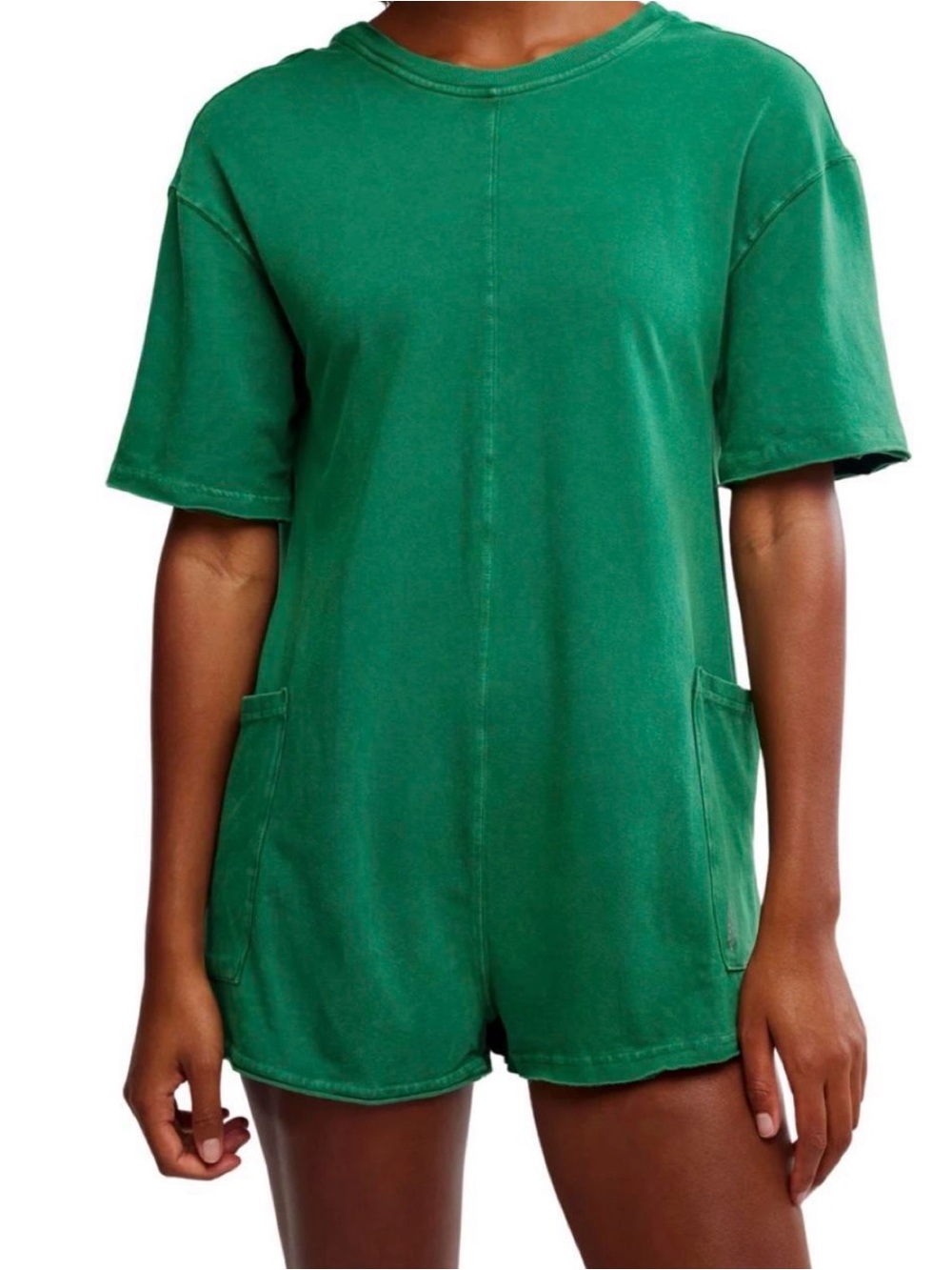 Free People Movement Hot Shot Tee Romper in heritage green